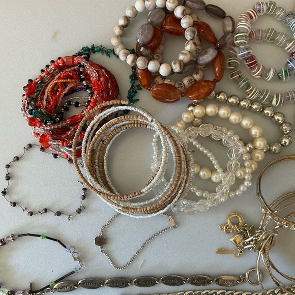 Assorted Women's Bangle and Bracelet Set - Yellow, Gold, Silver, Pearl - Picture 2 of 8